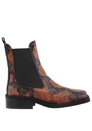 Ganni Ladies Embossed Snake Chelsea Boots