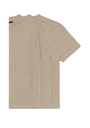 Fear of God ESSENTIALS 3 Pack Essential Tee in Heather Gray - Taupe. Size S (also in M, XL).