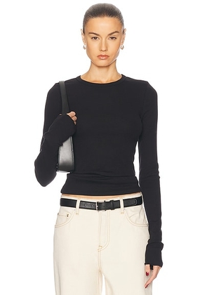 GRLFRND Crew Neck Extra Long Sleeve Tee in Black - Black. Size S (also in ).