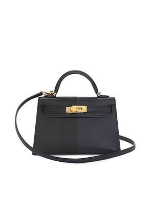 hermes Hermes Casaque Veau Epsom Kelly 20 Handbag in Bleu Indigo & Black - Navy. Size all.