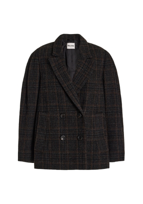 Miu Miu Oversized Plaid Double-Breasted Blazer - Moda Operandi