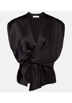 The Sei Draped gathered silk charmeuse top