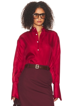 Helsa The Silk Gazar Shirt in Rouge - Red. Size M (also in XXS).