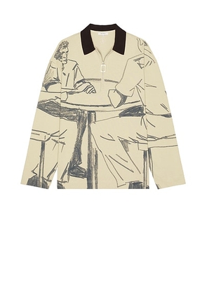 JW Anderson Printed Rugby Polo in Nougat - Taupe. Size L (also in ).