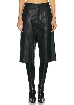 GRLFRND Foster Leather Culotte in Black - Black. Size 23 (also in 25, 26, 27, 28, 29, 30).