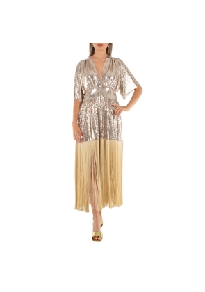 Paco Rabanne Fringe Detail Kaftan Mesh Dress, Brand Size 36 (US Size 4)