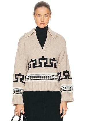 SIMKHAI O'reilly V Neck Sweater in Sand Melange Mult - Brown. Size L (also in M, S, XS).