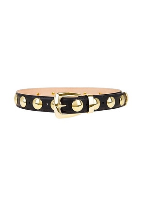 KHAITE Studded Benny Belt In Black & Gold in Black - Black. Size 80 (also in 75).