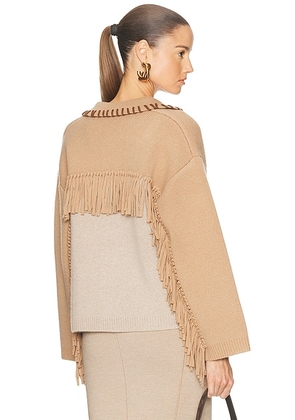 SIMKHAI Chesney Oversized Cardigan in Camel Multi - Brown. Size L (also in M, S, XS).