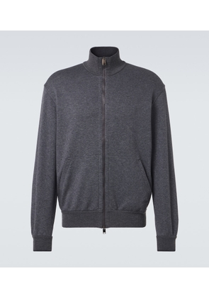 Brioni Cotton-blend zip-up sweatshirt