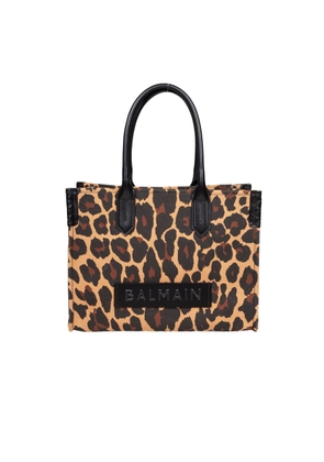 Balmain B-army 36 Canvas Tote Bag With Leopard Print