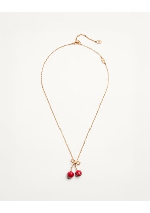 Valentino Garavani Cherryfic Metal And Enamel Necklace Woman ANTIQUE BRASS/RED UNI