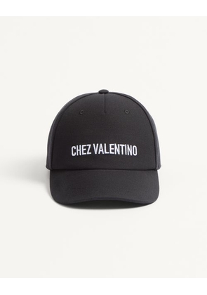 Valentino Garavani Chez Valentino Cotton Baseball Cap With Embroidery Man BLACK/IVORY 57