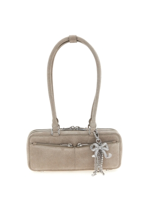 Self-Portrait Tan Suede Baguette With Charm Shoulder Bag