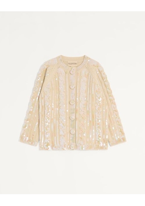 Valentino Embroidered Wool Cardigan Woman BIRCH M