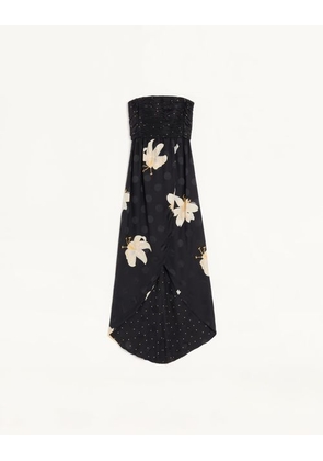 Valentino Long Dress in Crepe de Chine Jacquard Apres L'Hiver Lilium Woman BLACK 36