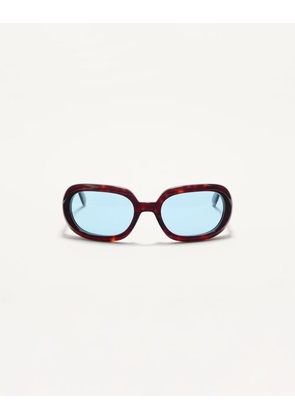 Valentino Oval Wrap-Around Acetate Frames unisex Dark Havana/Light Blue 62