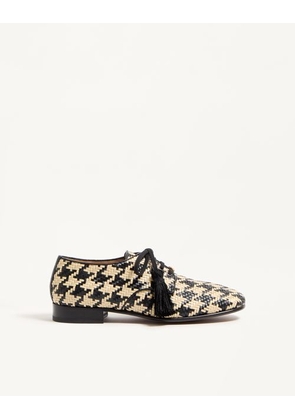 Valentino Garavani Mj Blues Houndstooth Derby In Woven Leather Man SHELL/BLACK 39