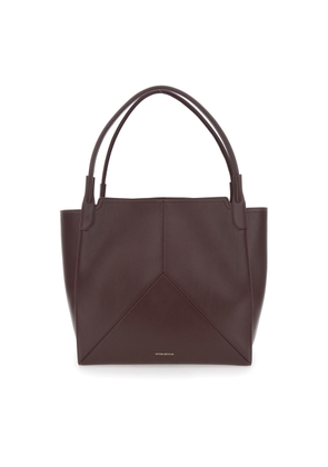 Victoria Beckham Victoria Bordeaux Handbag With V Stitching On The Front And Embossed Logo Lettering On The Front In Leather