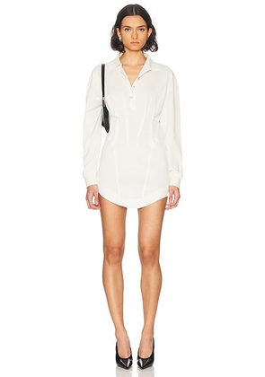 Mugler Long Sleeve Shirt Dress in Snow - White. Size 36 (also in ).