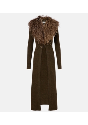 Blumarine Feather-trimmed wool cardigan
