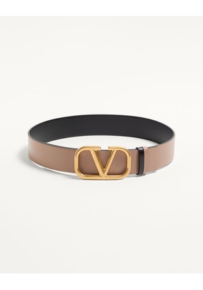 Valentino Garavani Reversible Vlogo Signature Belt In Glossy Calfskin 40 Mm Woman SMOKEY BROWN/BLACK 065