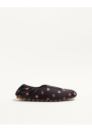 Valentino Garavani Rhytmika Slipper In Jacquard Rose Fabric Man BLACK 39