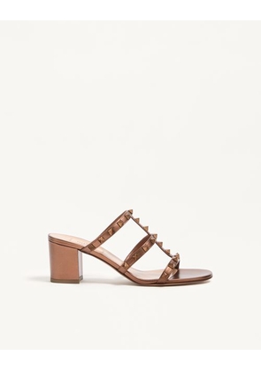Valentino Garavani Rockstud Metallic Calfskin Leather Slide Sandal 60 Mm Woman BRONZE 35