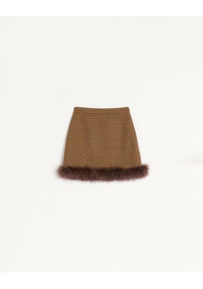 Valentino Short Houndstooth Skirt Woman BROWN 40