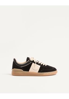Valentino Garavani Upvillage Low Top Trainer In Split Leather And Calfskin Nappa Leather Man BLACK/GLACE 39
