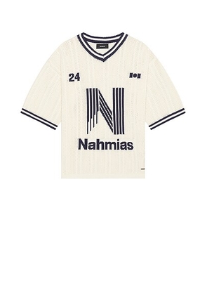 Nahmias Knit Tech N Football Shirt in Ivory - Ivory. Size M (also in S).