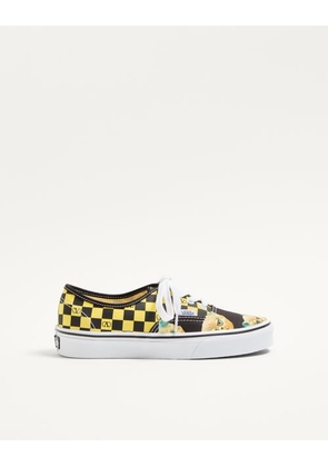 Valentino Garavani Valentino Garavani And Vans Low-Top Fabric Trainer With VLogo Checkerboard Print And Le Chat De La Maison Print Woman BLACK/LEMON 35