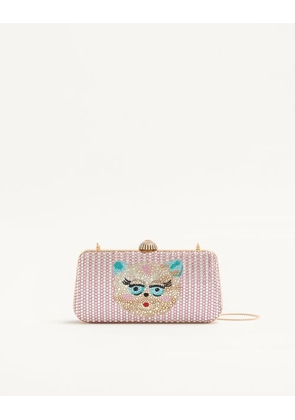 Valentino Garavani Valentino Garavani Carry Secrets minaudiere with Le Chat De La Maison rhinestone motif Woman PINK UNI