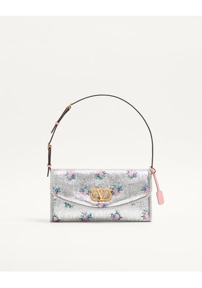 Valentino Garavani Valentino Garavani DeVain Small Shoulder Bag In Floral Jacquard Lurex Fabric Woman SILVER UNI
