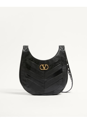Valentino Garavani Valentino Garavani Hoboho Small Hobo Bag In Chevron-Patterned Nappa Leather Woman BLACK UNI