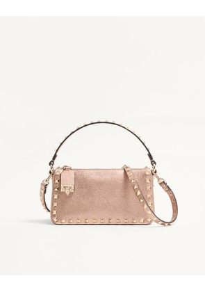 Valentino Garavani Valentino Garavani Rockstud Small Crossbody Bag In Laminated Grainy Calfskin Leather Woman ROSE CANNELLE UNI