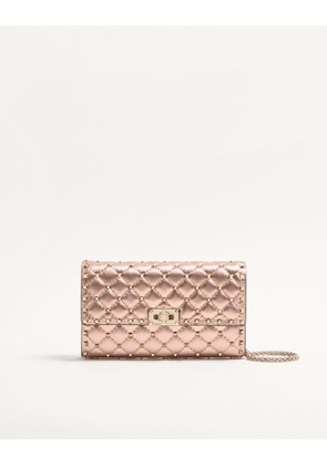 Valentino Garavani Valentino Garavani Rockstud Spike Shoulder Bag In Laminated Nappa Leather Woman ROSE CANNELLE UNI