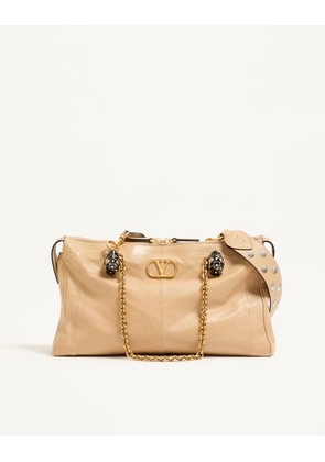 Valentino Garavani Valentino Garavani Panthea Shoulder Bag In Nappa Leather With Chevron Pattern Woman GOLD BEIGE UNI
