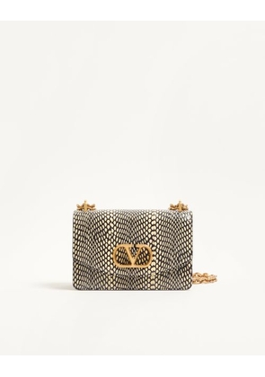Valentino Garavani Valentino Garavani Vain shoulder bag in Elaphe leather with cobra print Woman IVORY/BLACK UNI