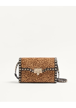 Valentino Garavani Valentino Garavani Rockstud small shoulder bag in pony-effect calfskin with animal print Woman ANIMAL PRINT UNI