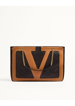 Valentino Garavani Valentino Garavani Viva Superstar Medium Nappa Leather Shopping Bag Woman BLACK/SPICE UNI