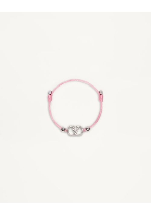 Valentino Garavani Valentino Garavani Vlogo Signature Cotton Bracelet Woman PINK/CRYSTAL UNI