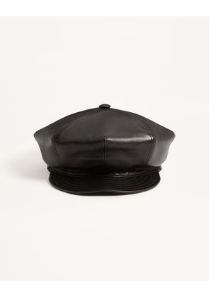 Valentino Garavani Valentino Garavani VLogo Signature Leather Cap Woman BLACK 55