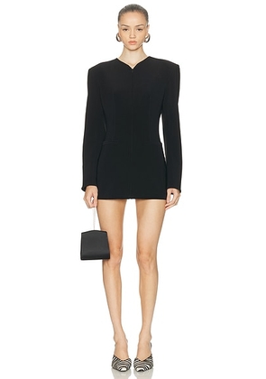 Norma Kamali Long Sleeve Shoulder Pad V Neck Zip Front Jacket in Black - Black. Size S (also in ).