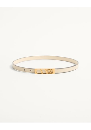 Valentino Garavani VLogo Signature Belt In Shiny Calfskin 15 Mm Woman BUTTER 070