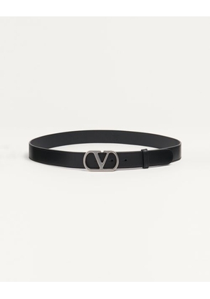 Valentino Garavani Vlogo Signature Belt In Shiny Calfskin 30 Mm Man BLACK 085