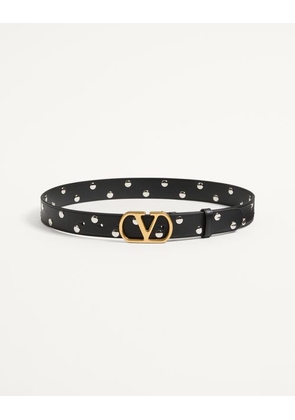 Valentino Garavani VLogo Signature Belt In Shiny Calfskin 30 Mm Woman BLACK 070