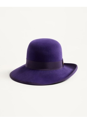 Valentino Garavani Vlogo Signature Hat In Lapin Fabric Woman PURPLE 56