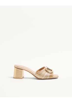 Valentino Garavani Vlogo Signature Metallic Slide Sandal With Cornely Embroidery 60Mm Woman GOLD 35