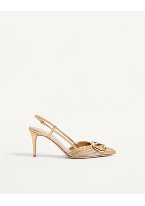 Valentino Garavani Vlogo Signature Metallic Slingback Pumps With Cornely Embroidery 80Mm Woman GOLD 34